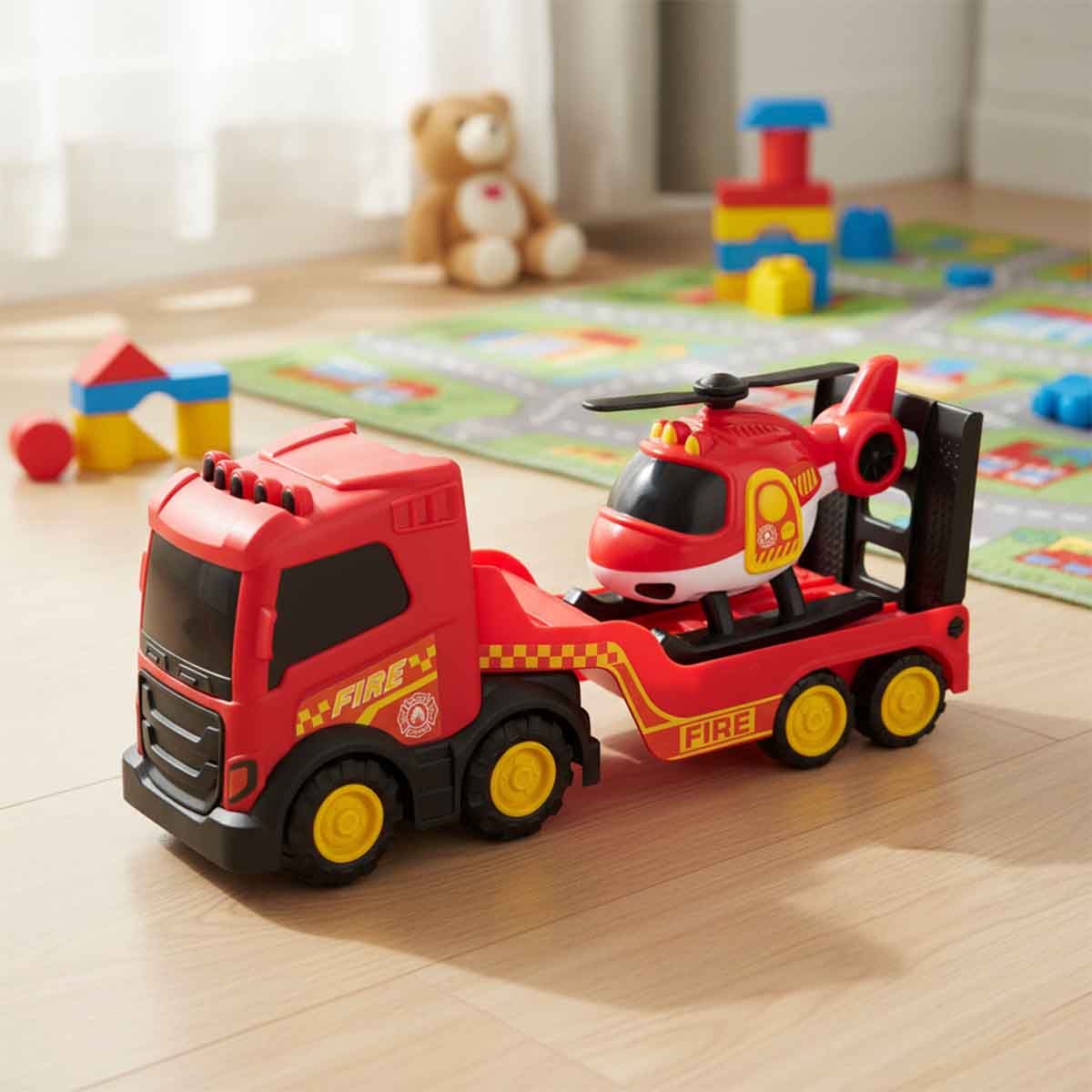 Teamsterz Chunky Trucks Fire Mega Transporter & Helicopter Playset Toddler, 0-2 Years