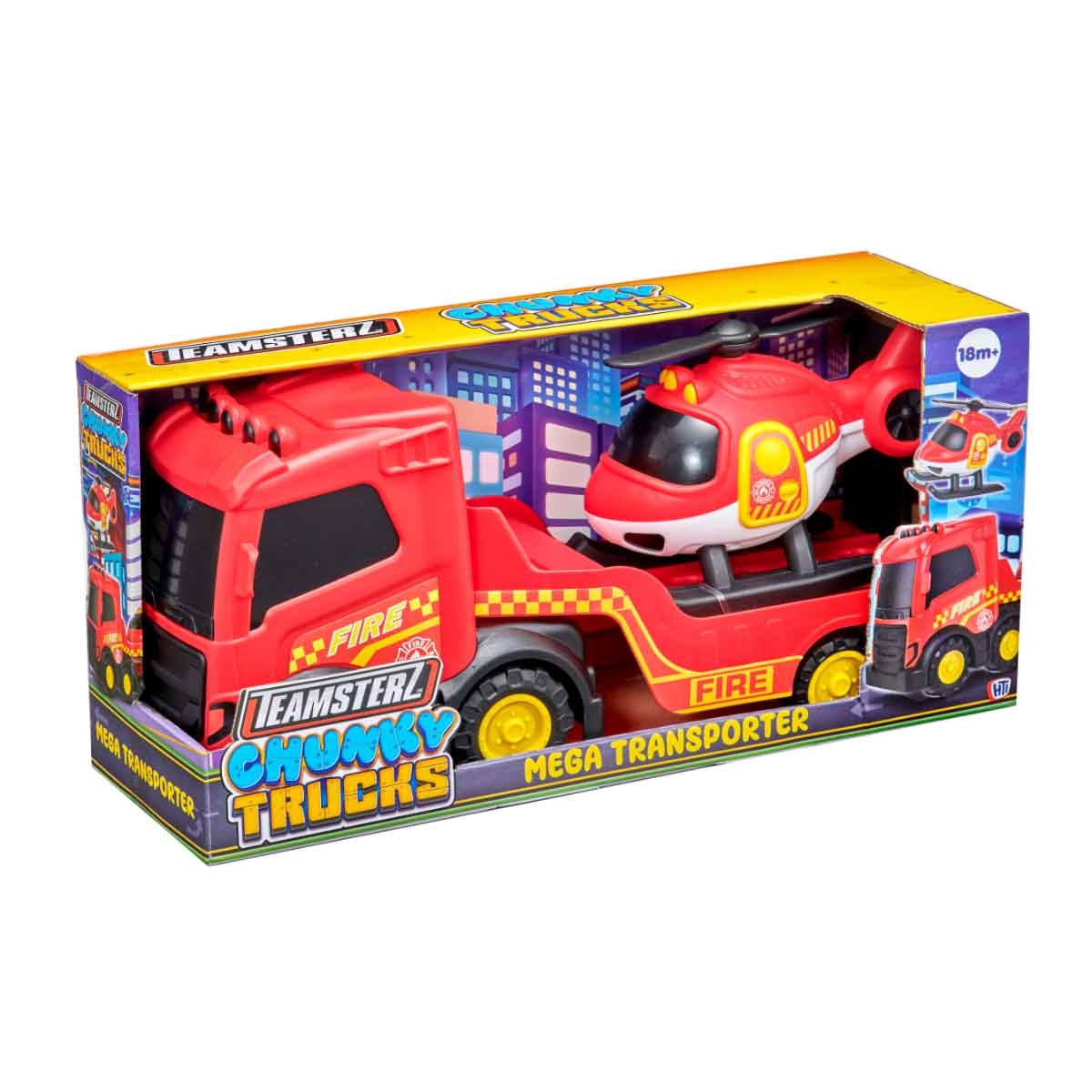 Teamsterz Chunky Trucks Fire Mega Transporter & Helicopter Playset Toddler, 0-2 Years