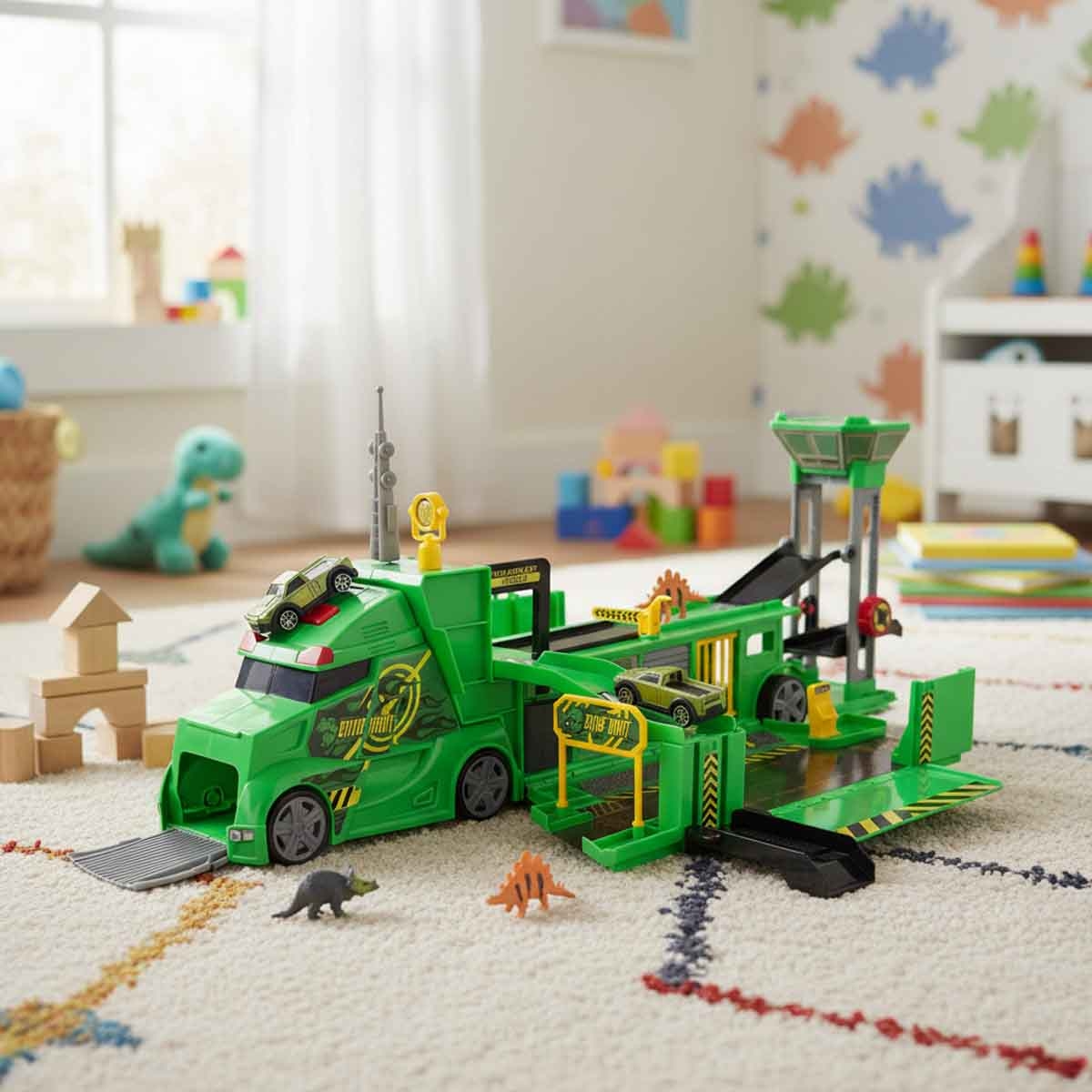 Teamsterz Dino Hunt Command Truck with Car & 2 Dinos Playset Unisex, 3-4 Years