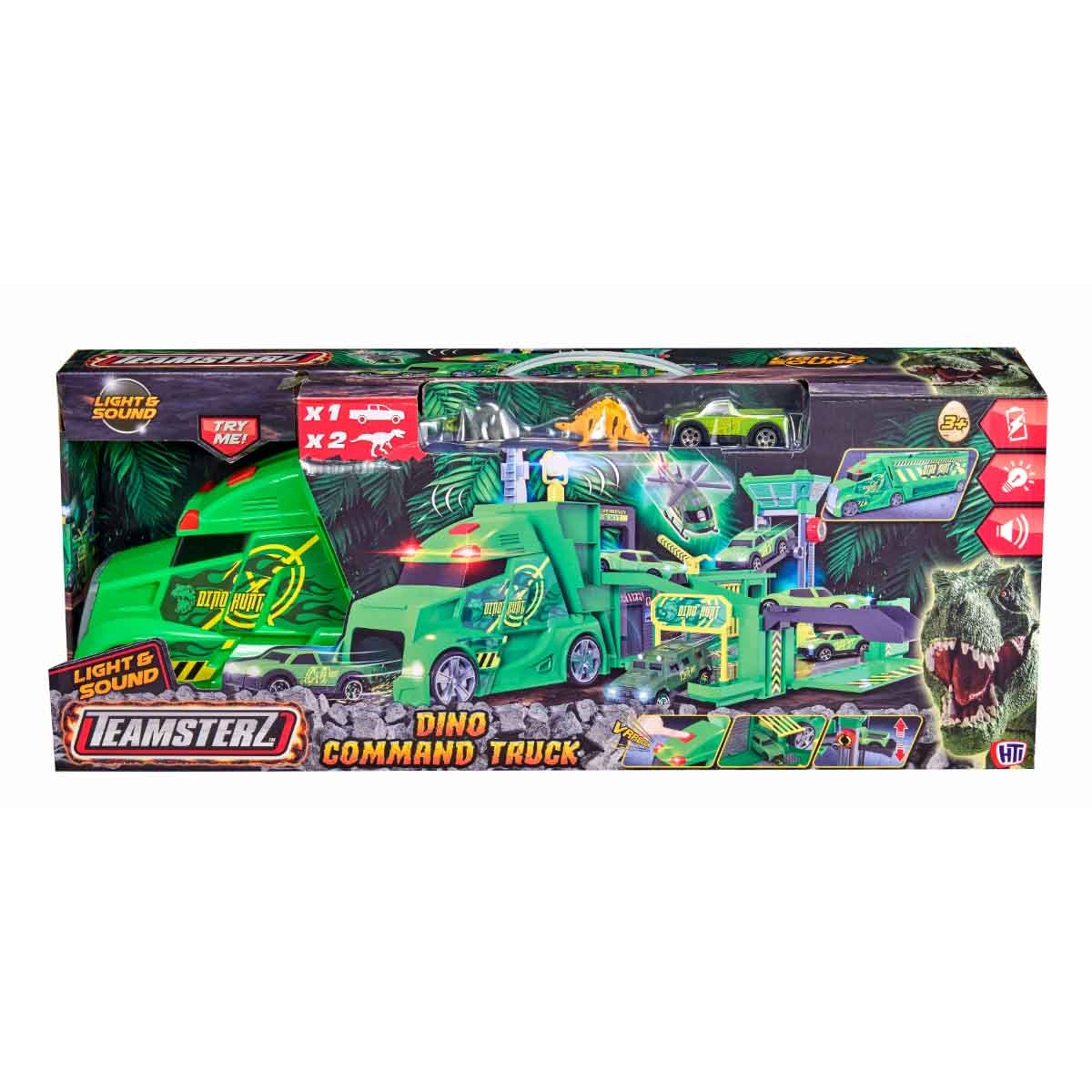 Teamsterz Dino Hunt Command Truck with Car & 2 Dinos Playset Unisex, 3-4 Years