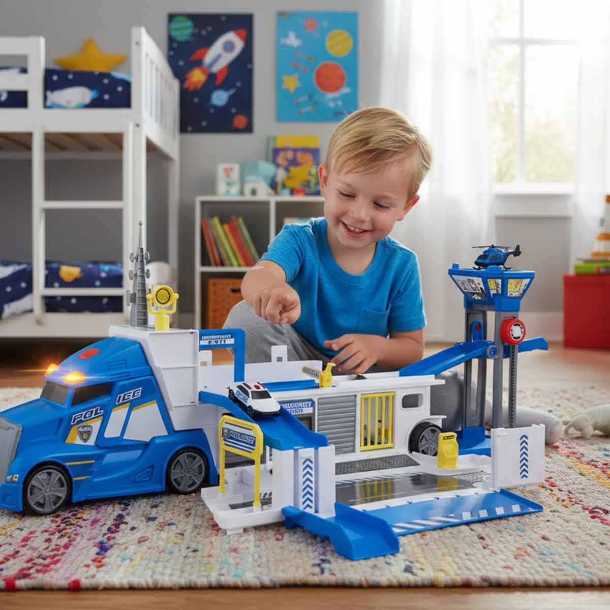 Teamsterz Emergency City Police Command Truck & 3 Cars Playset Unisex, 3-4 Years