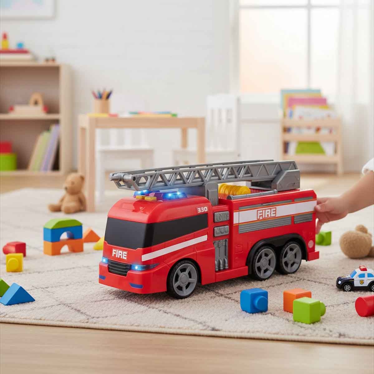 Teamsterz Mighty Machines Light & Sound Fire Engine Vehicle Playset Unisex, 3-4 Years