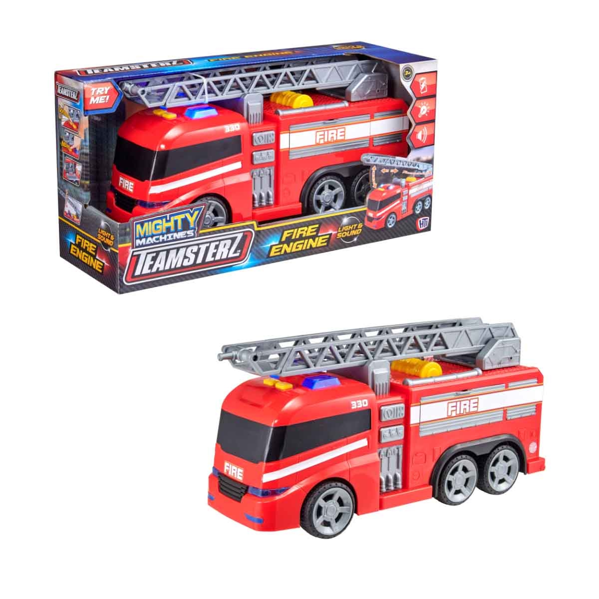 Teamsterz Mighty Machines Light & Sound Fire Engine Vehicle Playset Unisex, 3-4 Years