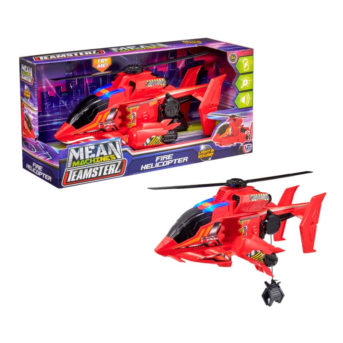 Teamsterz Mean Machines Light & Sound Fire Helicopter Playset Unisex, 3-4 Years