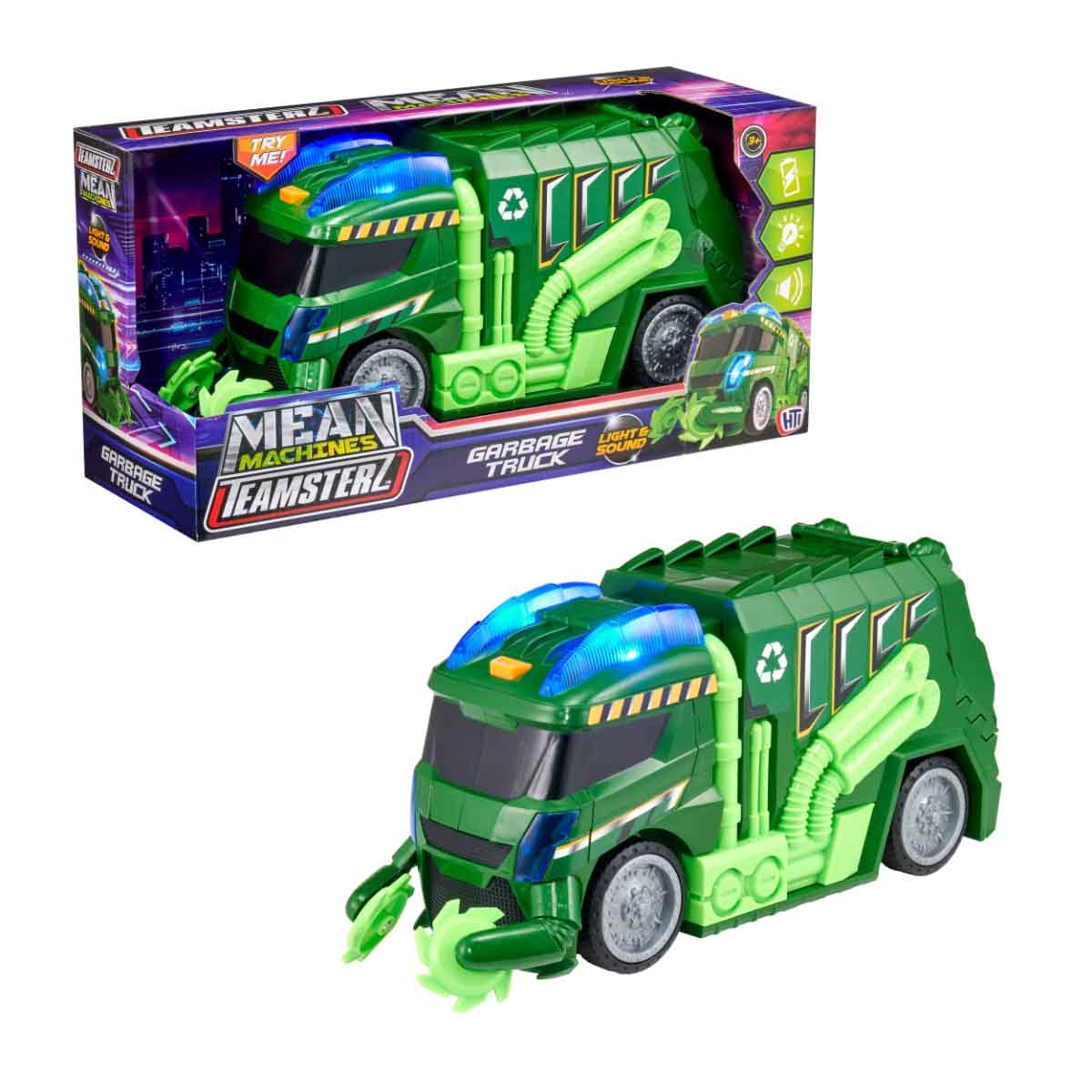 Teamsterz Mean Machines Light & Sound Garbage Truck Playset Unisex, 3-4 Years