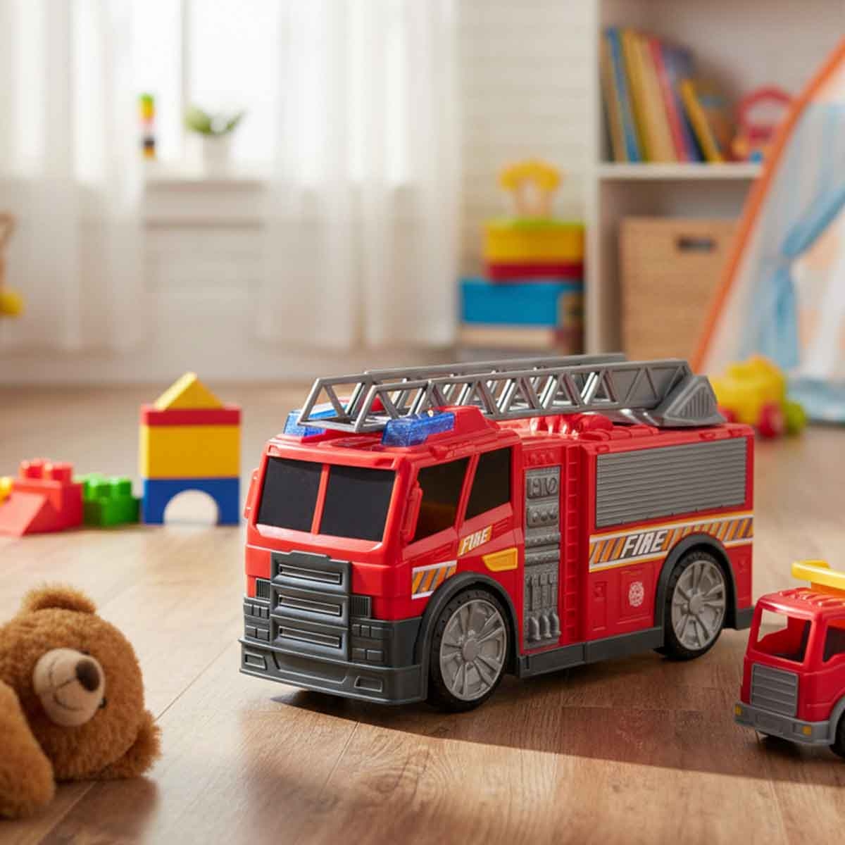 Teamsterz Mighty Machines Light & Sound Fire Engine Playset Unisex, 3-4 Years