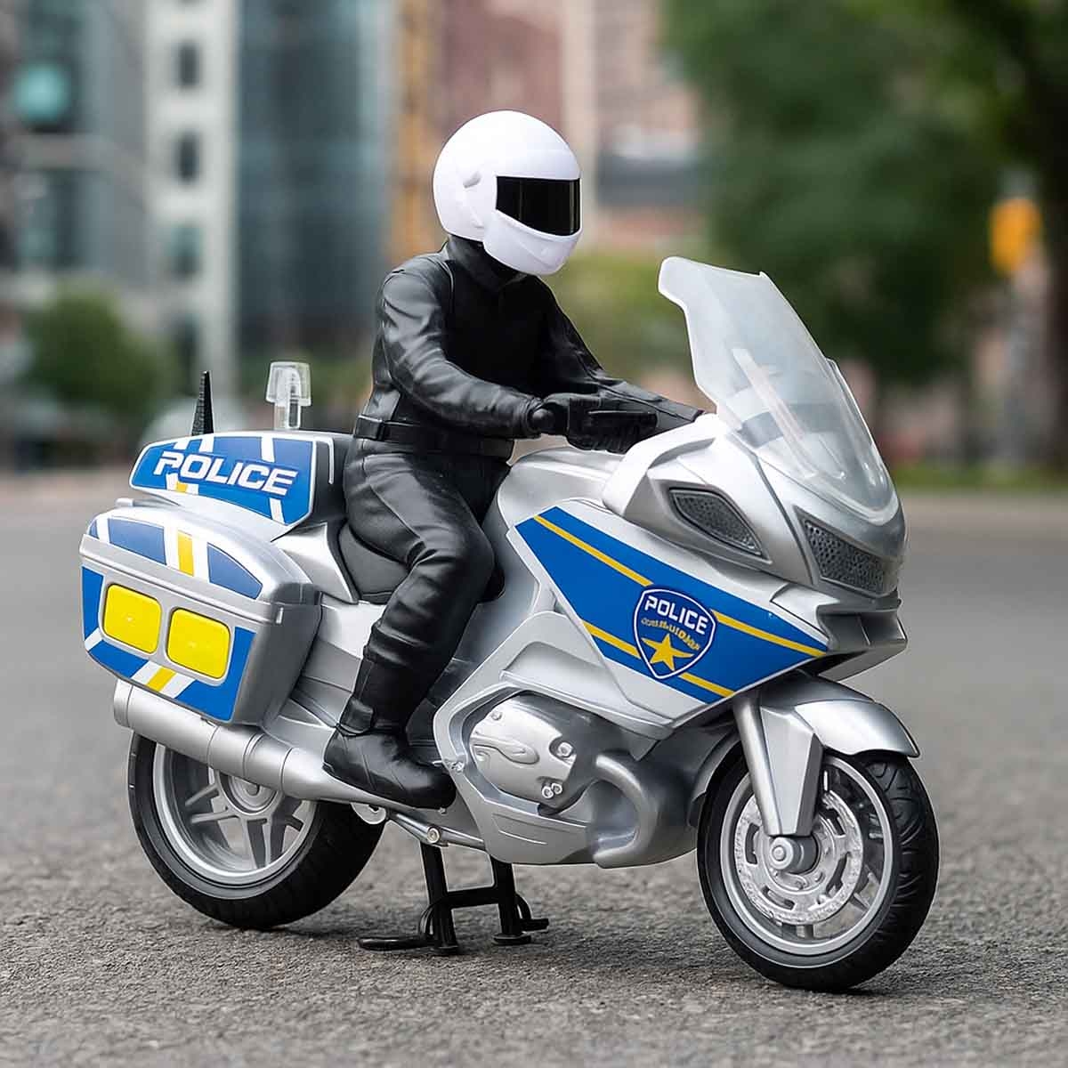 Teamsterz Mighty Machines Light & Sound Police Bike Playset Unisex, 3-4 Years