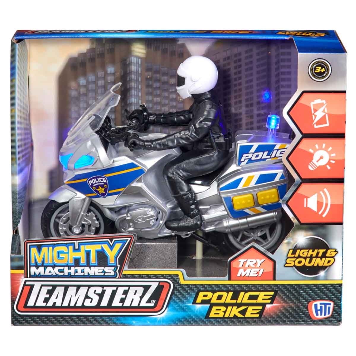 Teamsterz Mighty Machines Light & Sound Police Bike Playset Unisex, 3-4 Years