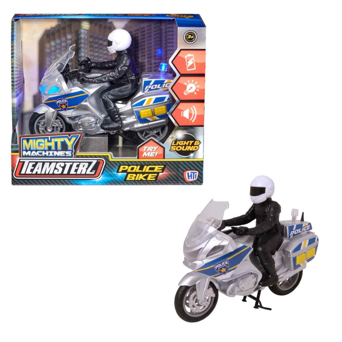Teamsterz Mighty Machines Light & Sound Police Bike Playset Unisex, 3-4 Years