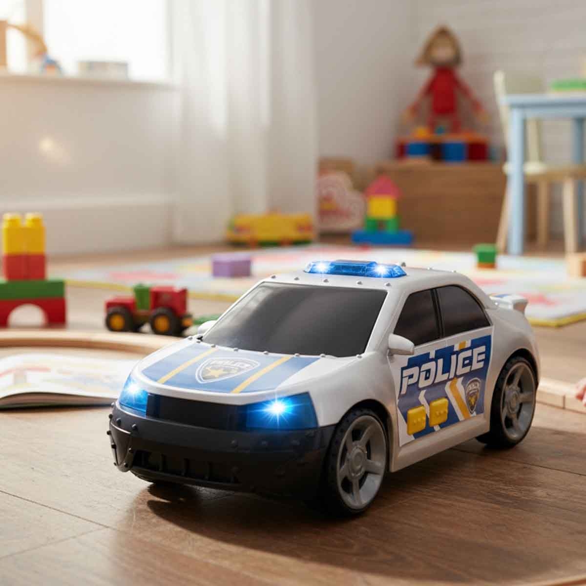 Teamsterz Mighty Machines Light & Sound Police Car Playset Unisex, 3-4 Years