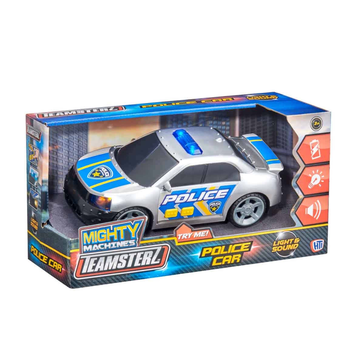 Teamsterz Mighty Machines Light & Sound Police Car Playset Unisex, 3-4 Years