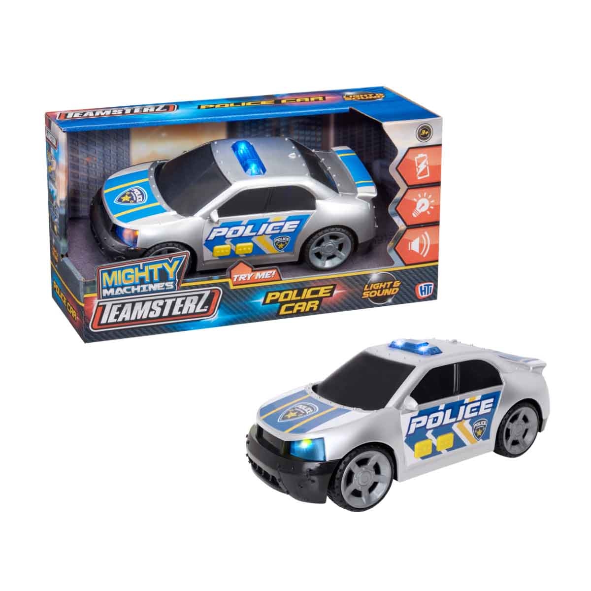 Teamsterz Mighty Machines Light & Sound Police Car Playset Unisex, 3-4 Years