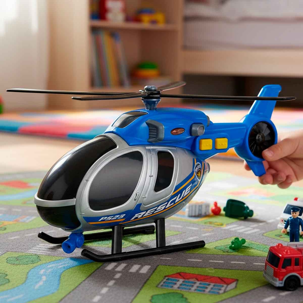 Teamsterz Mighty Machines Light & Sound Police Helicopter Playset Unisex, 3-4 Years