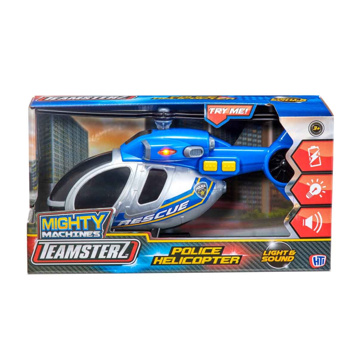 Teamsterz Mighty Machines Light & Sound Police Helicopter Playset Unisex, 3-4 Years