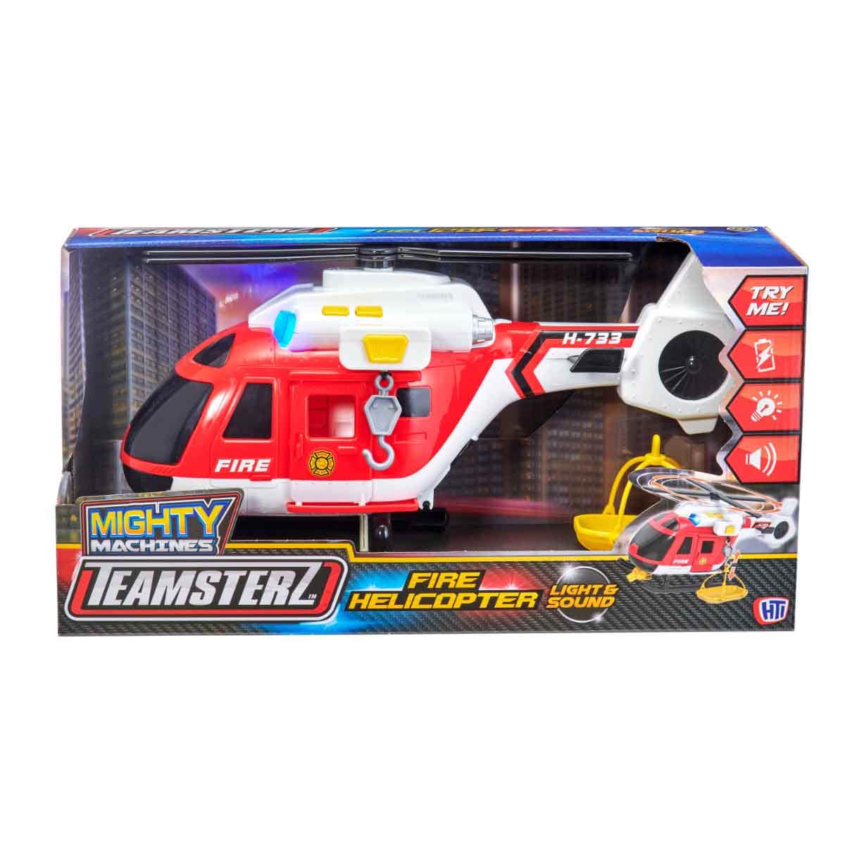 Teamsterz Mighty Machines Light & Sound Fire Helicopter Playset Unisex, 3-4 Years