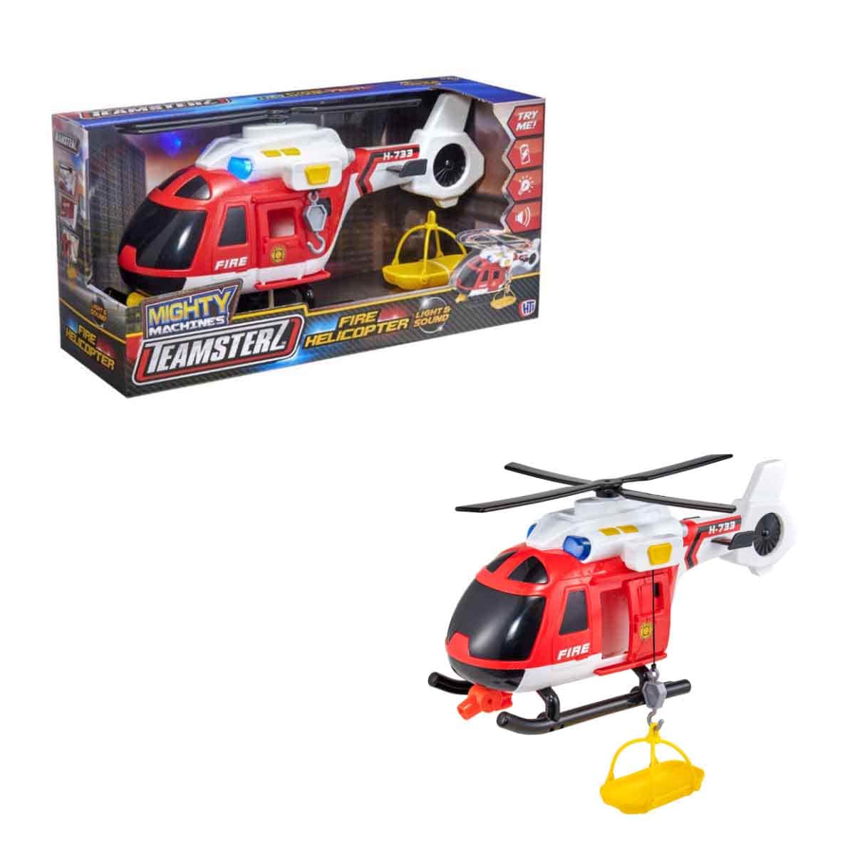Teamsterz Mighty Machines Light & Sound Fire Helicopter Playset Unisex, 3-4 Years