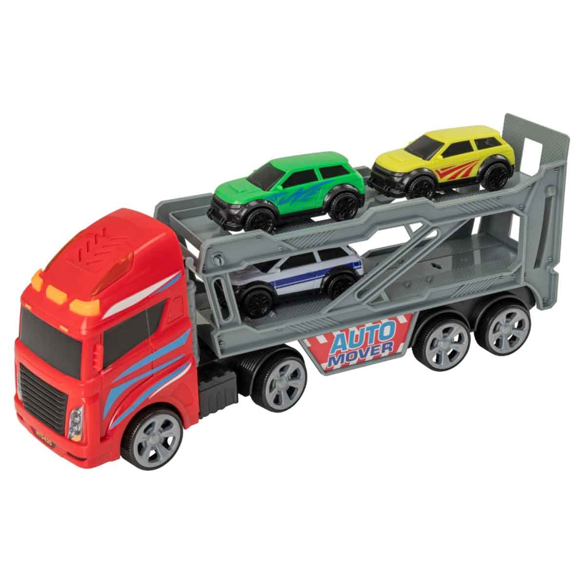 تيمسترز مجموعة ناقلة سيارات صغيرة مع أضواء وأصوات و3 سيارات للجنسين، 3-4 سنوات