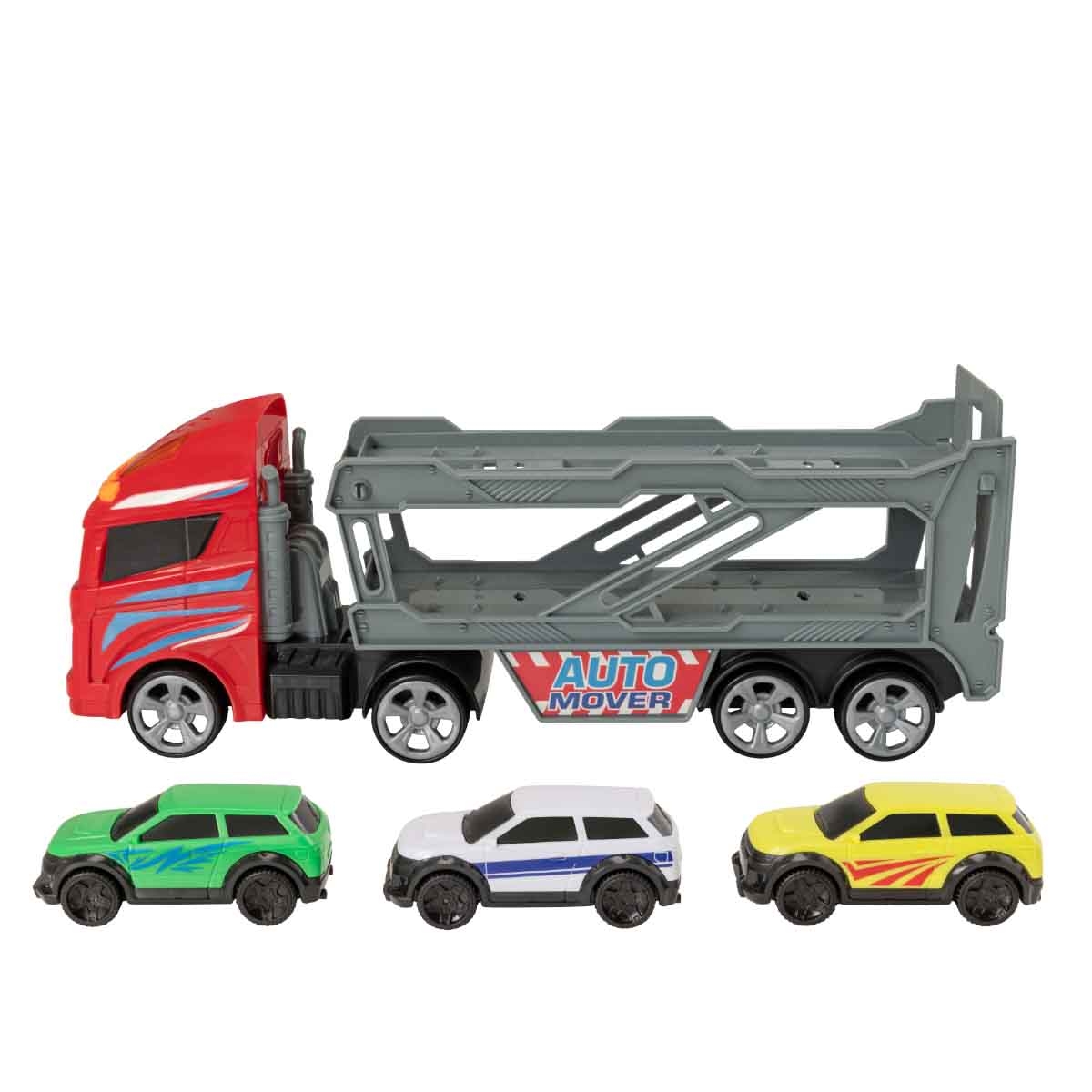 تيمسترز مجموعة ناقلة سيارات صغيرة مع أضواء وأصوات و3 سيارات للجنسين، 3-4 سنوات