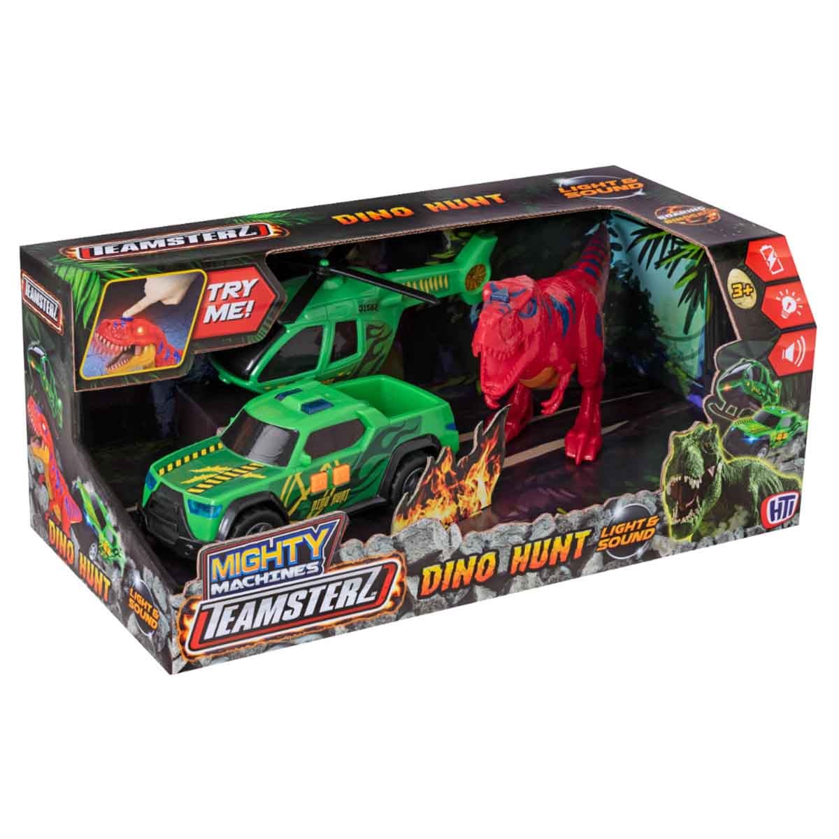 Teamsterz Mighty Machines Light & Sound Dino Hunt Playset Unisex, 3-4 Years