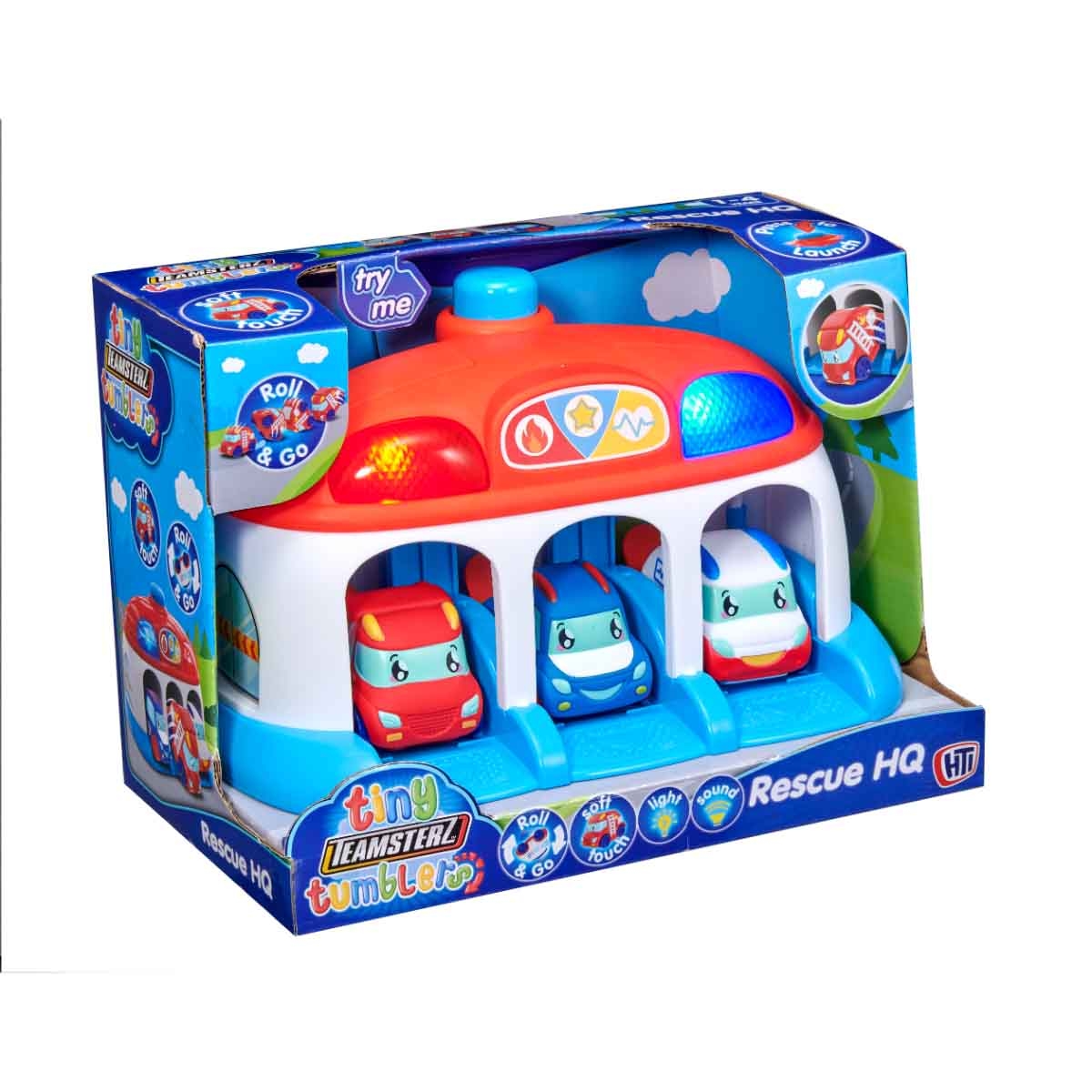 Teamsterz Tiny Tumblers Rescue HQ & 3 Cars Playset Toddler, 0-2 Years