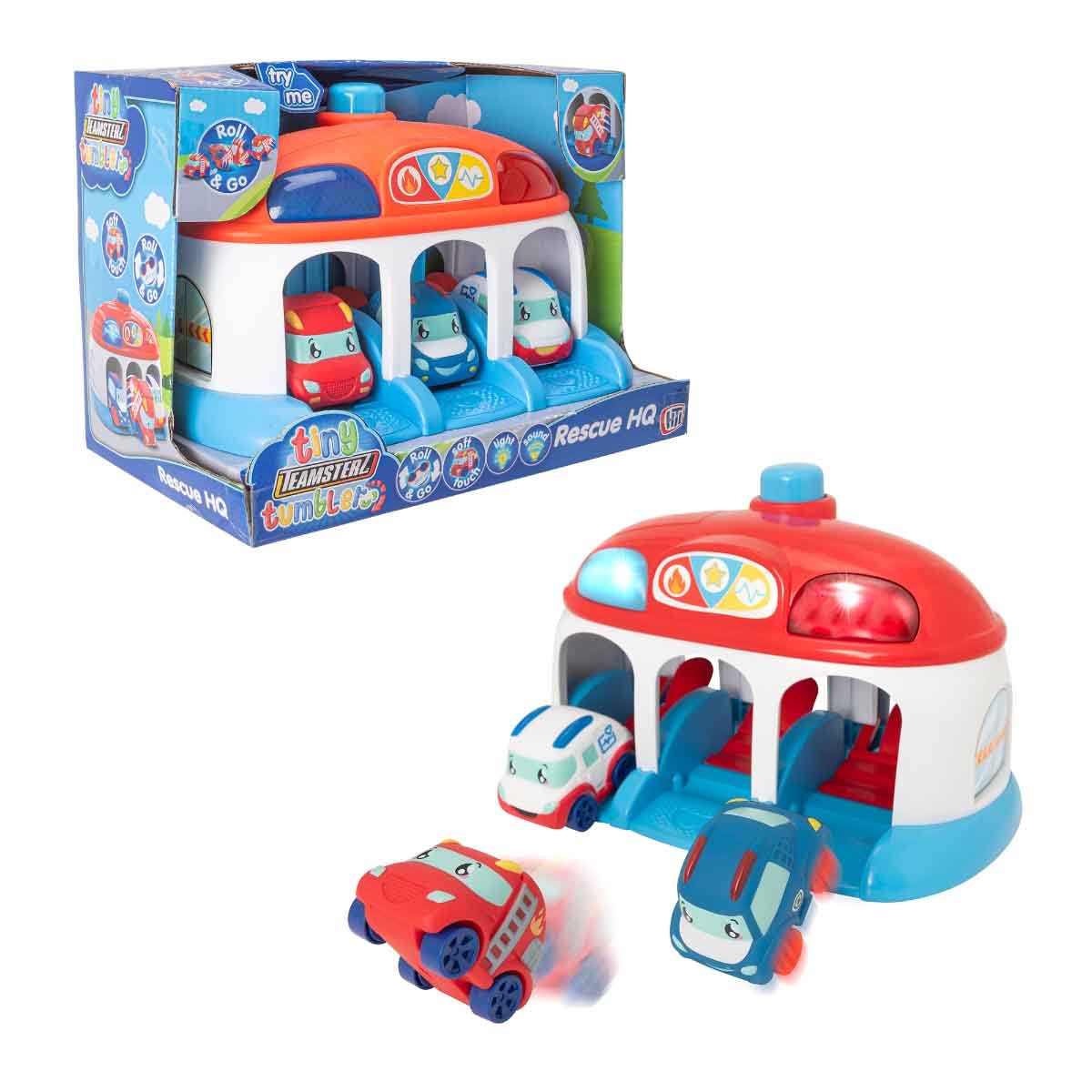 Teamsterz Tiny Tumblers Rescue HQ & 3 Cars Playset Toddler, 0-2 Years