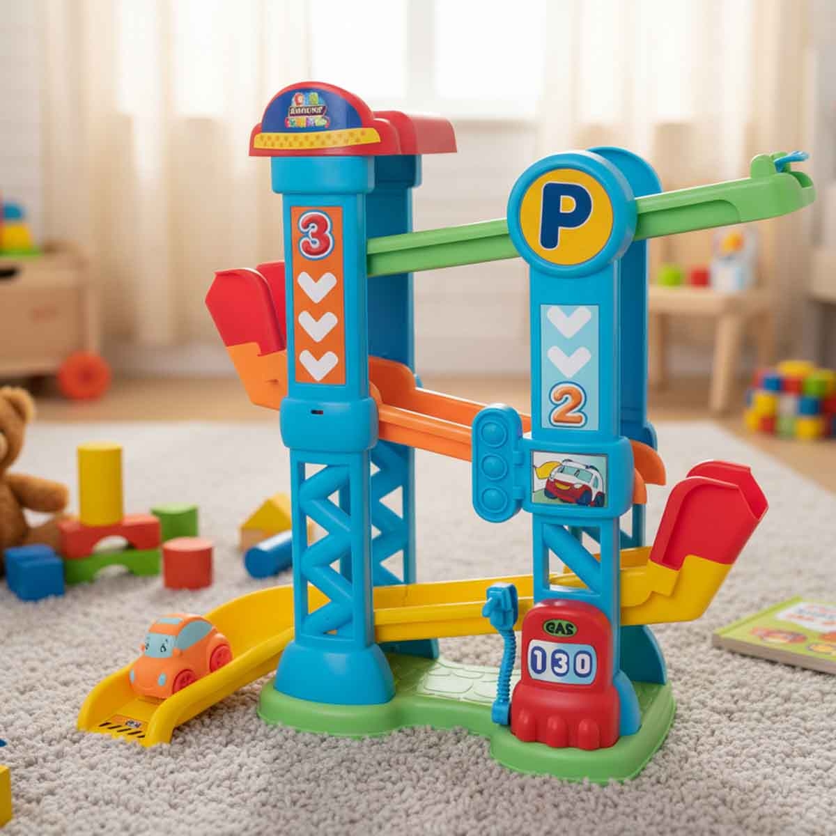 تيمسترز مجموعة برج متدحرج مع سيارة للأطفال الصغار، 0-2 سنة