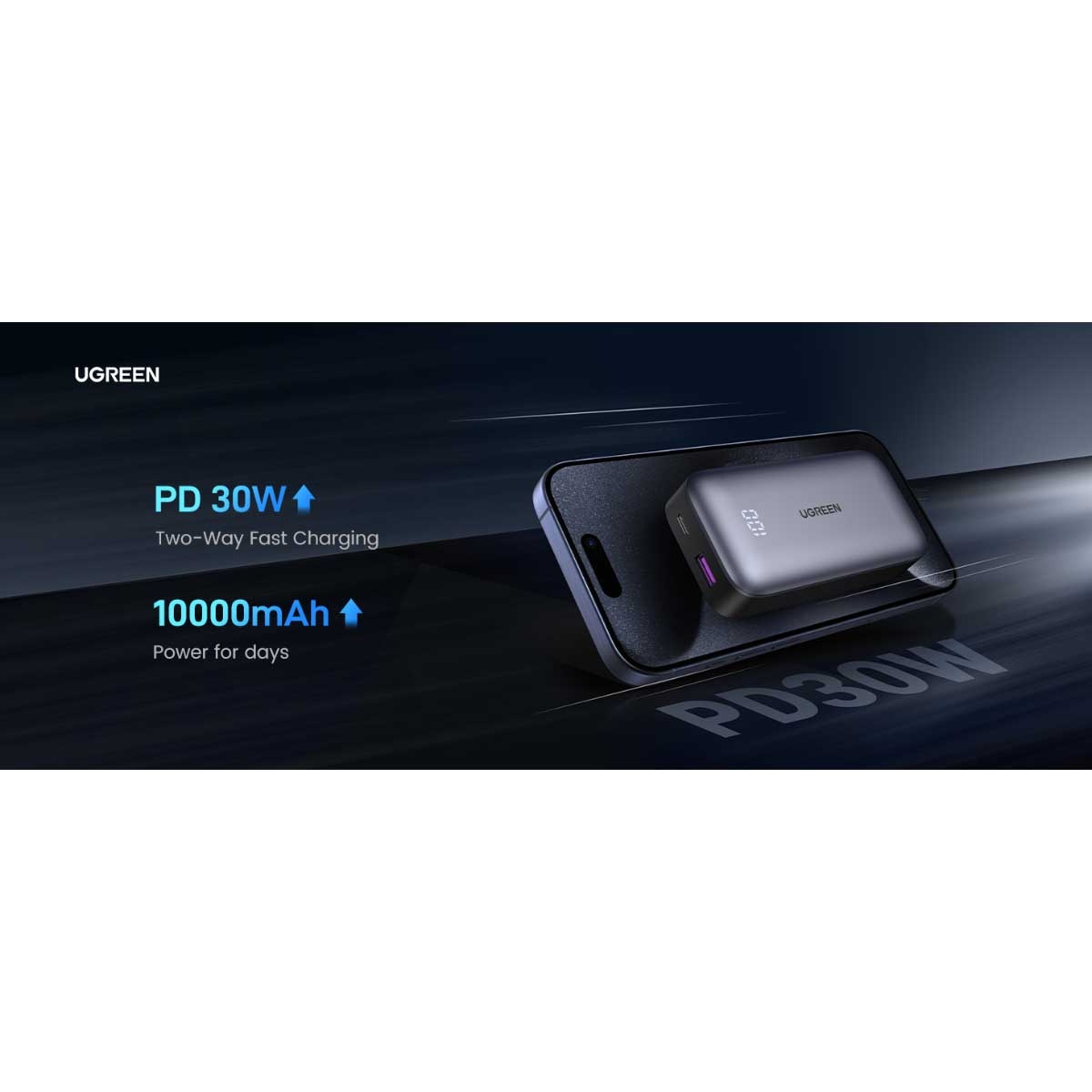 يوجرين باور بانك 10000mAh بقدرة 30W