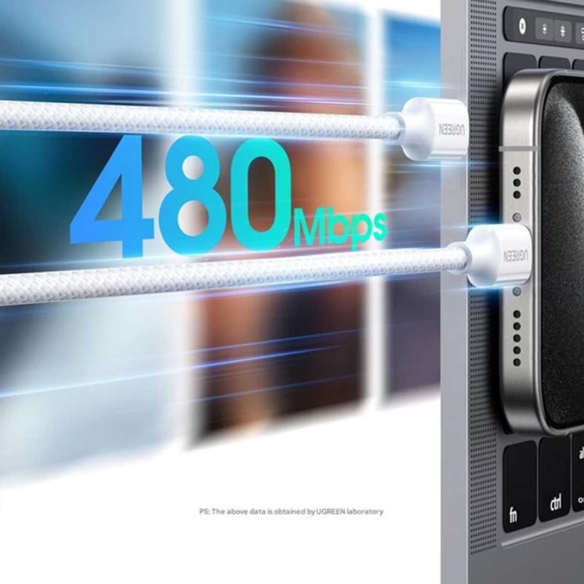 يوجرين كابل USB-C إلى USB-C مضفر بقدرة 100W و5A