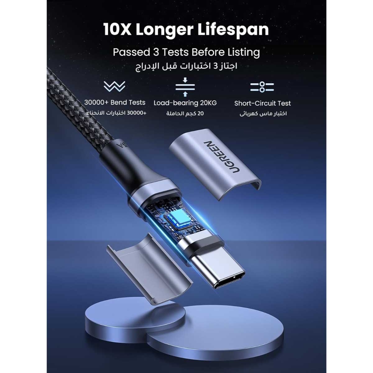 يوجرين كابل USB-C إلى USB-C بقدرة 100W