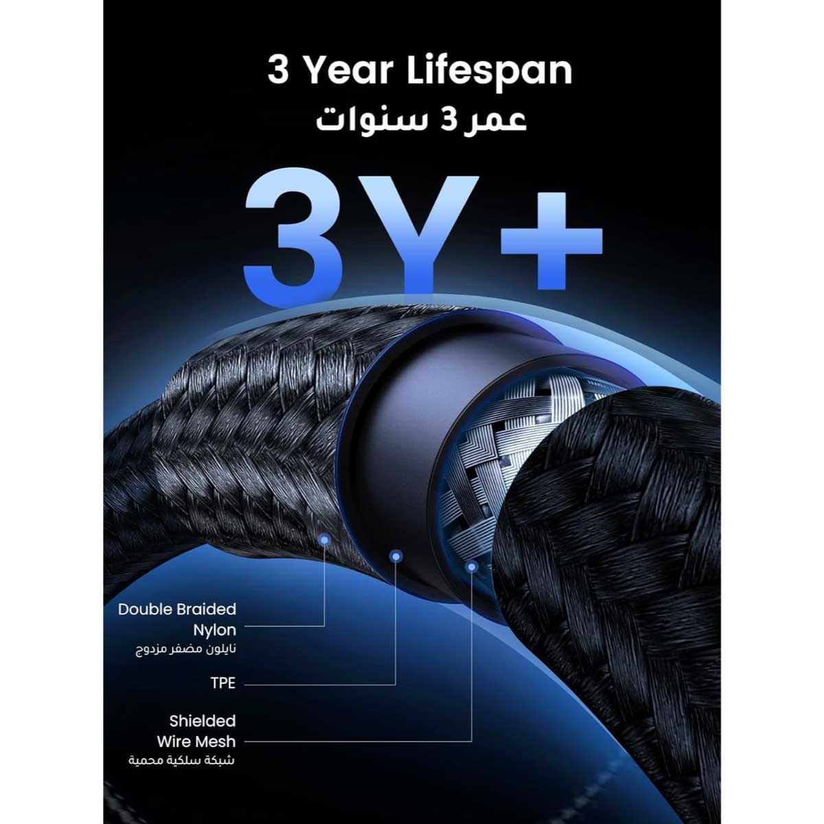 يوجرين كابل USB-C إلى USB-C بطول 1m بقدرة 240W