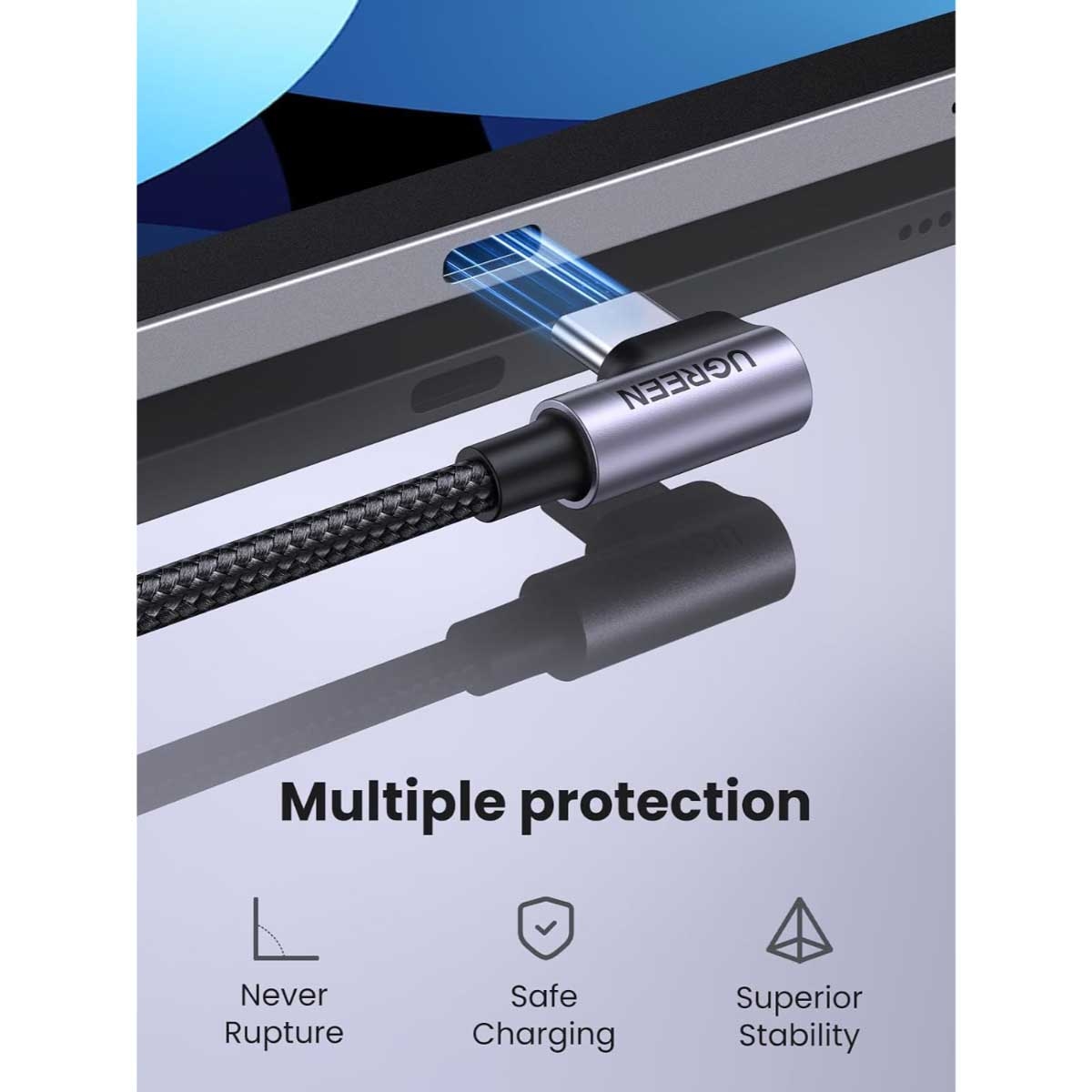 يوجرين كابل USB-C إلى USB-C بزاوية قائمة بقدرة 60W
