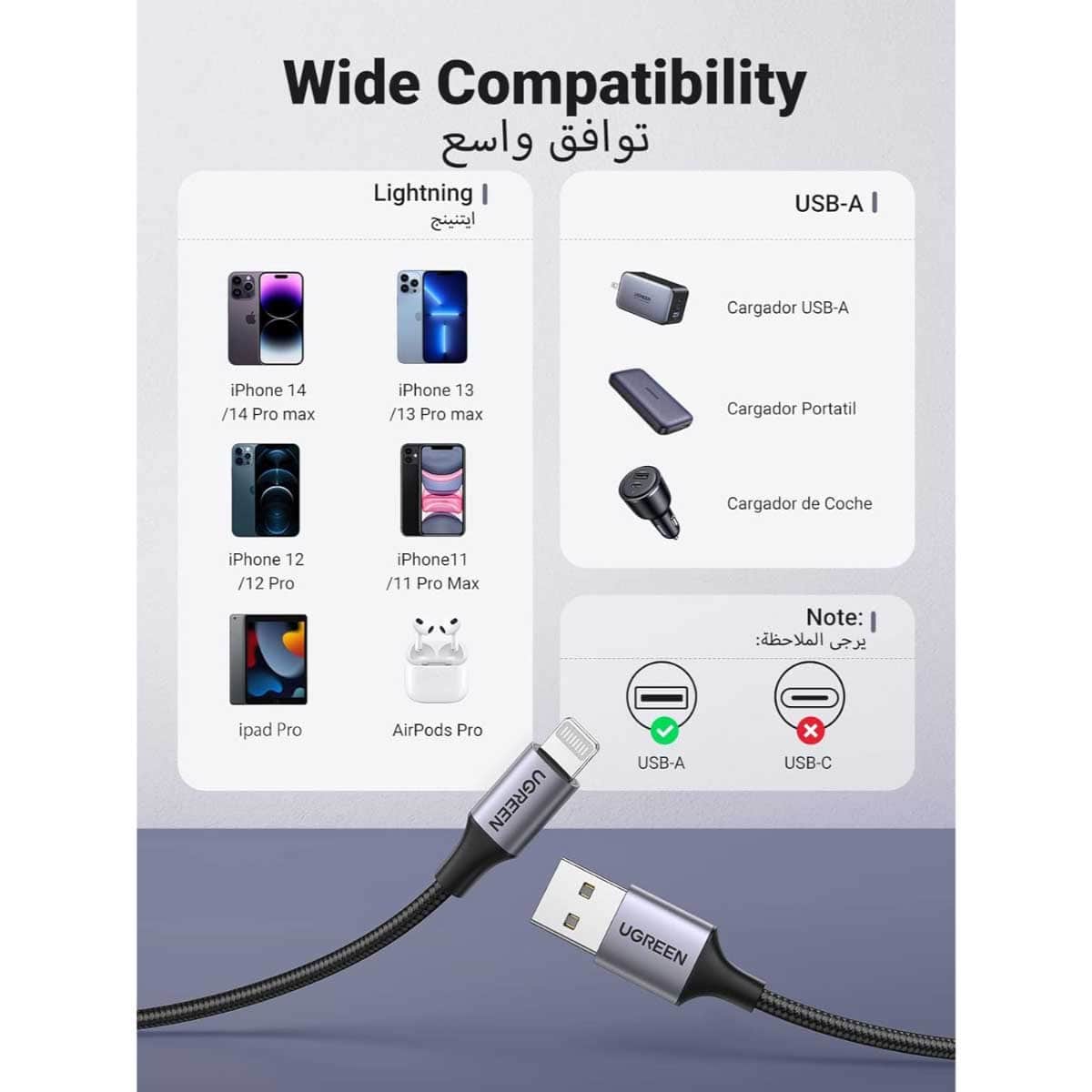 UGREEN Braided USB-C to Lightning Cable