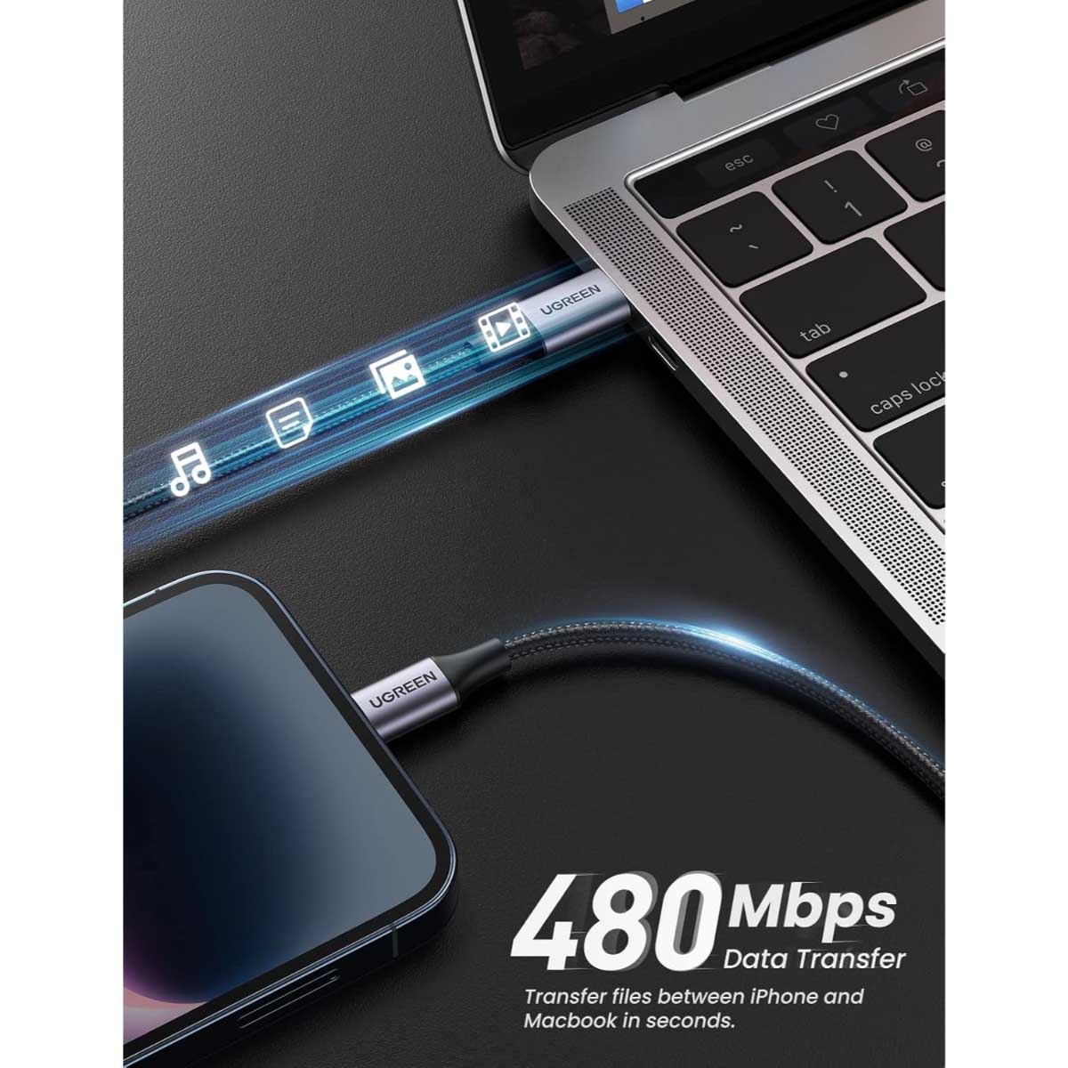 UGREEN Premium Braided USB-C to Lightning Cable
