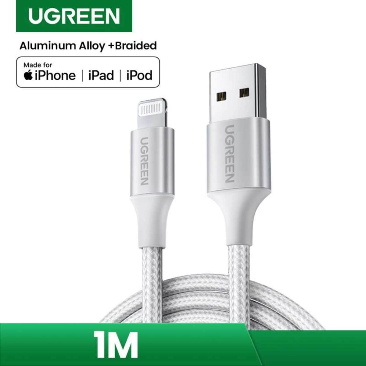 يوجرين كابل Lightning مضفر US199 بطول 1m