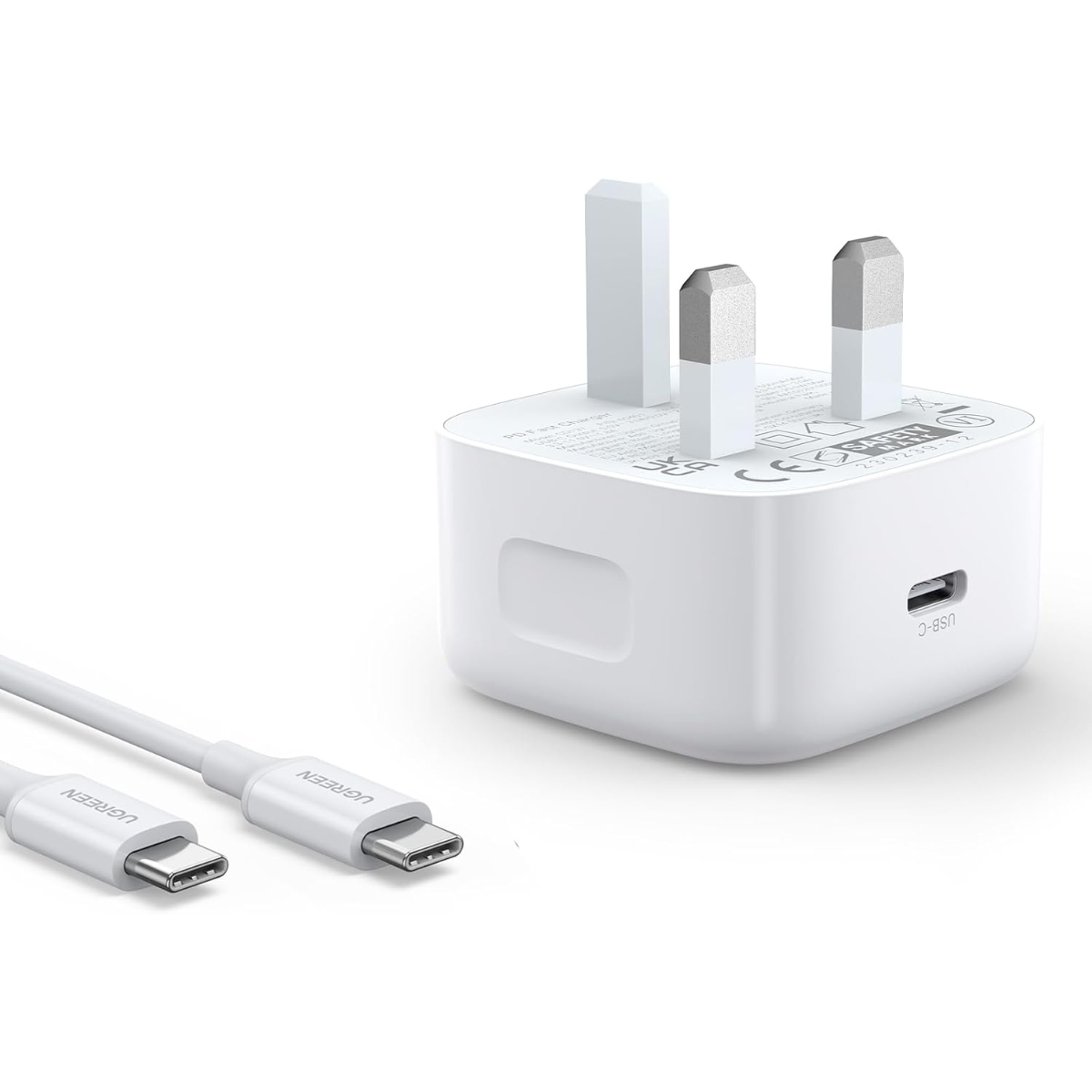 يوجرين شاحن حائط USB-C بقدرة 20W مع كابل USB-C