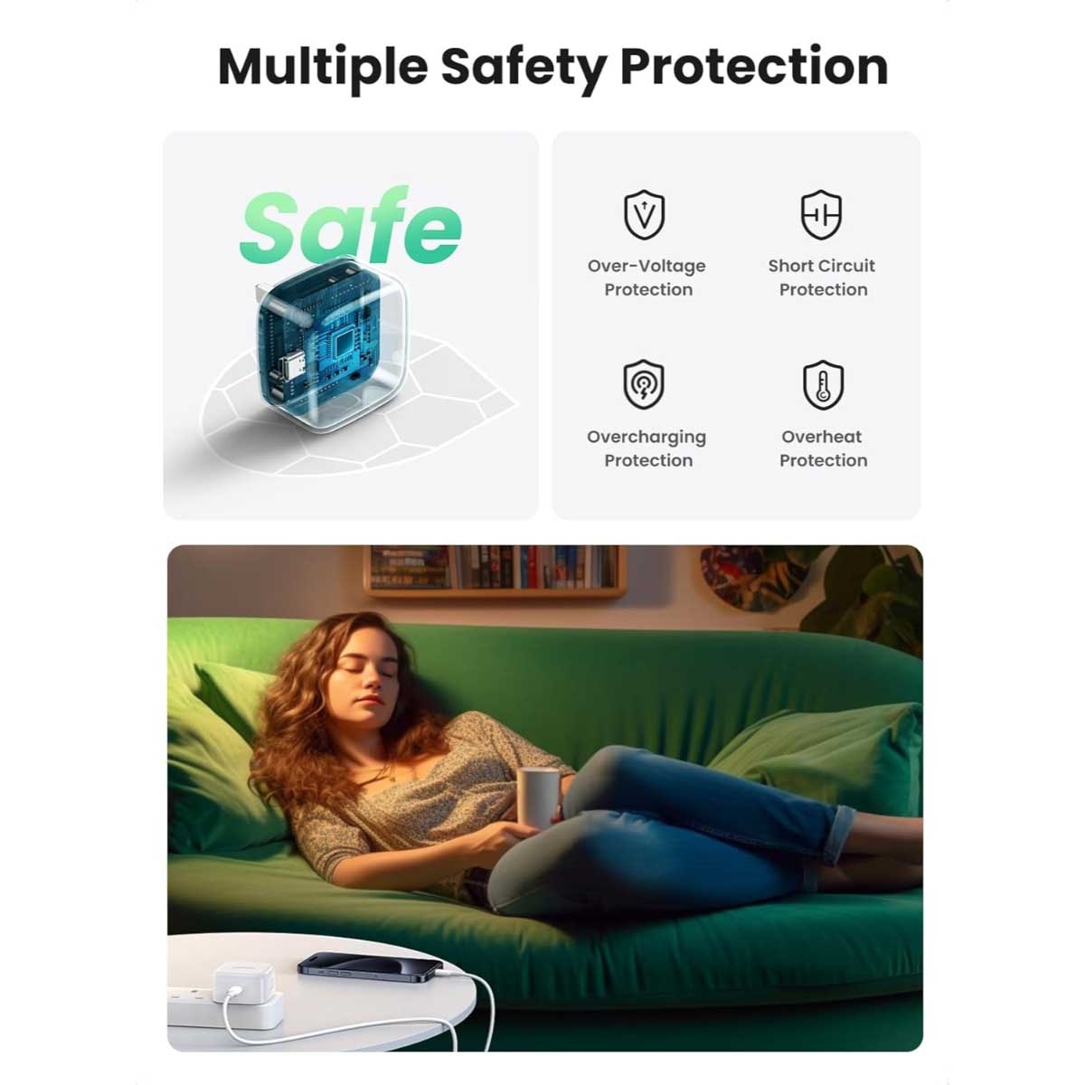 يوجرين شاحن حائط USB-C بقدرة 20W مع كابل USB-C