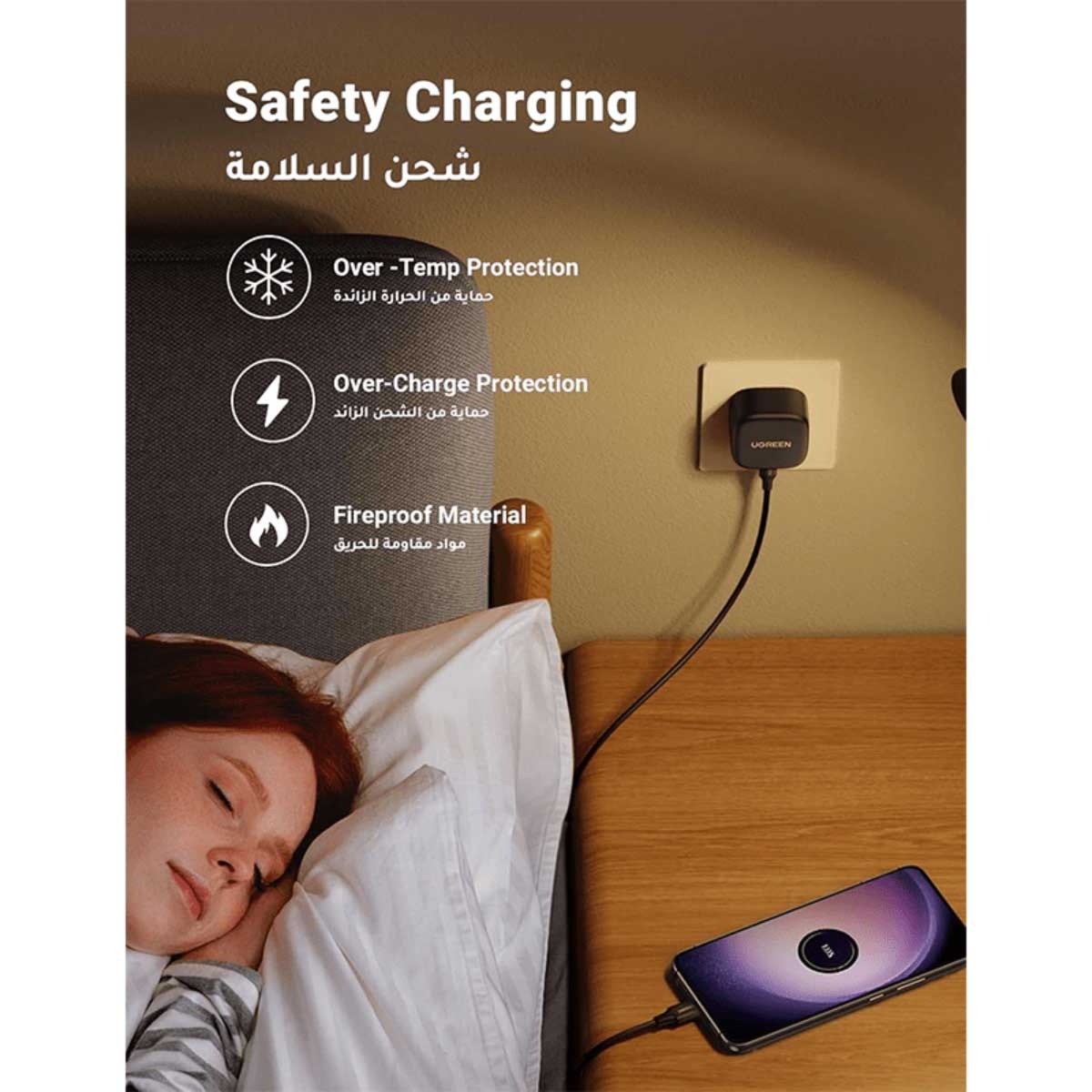 يوجرين شاحن حائط USB-C بقدرة 25W مع كابل USB-C