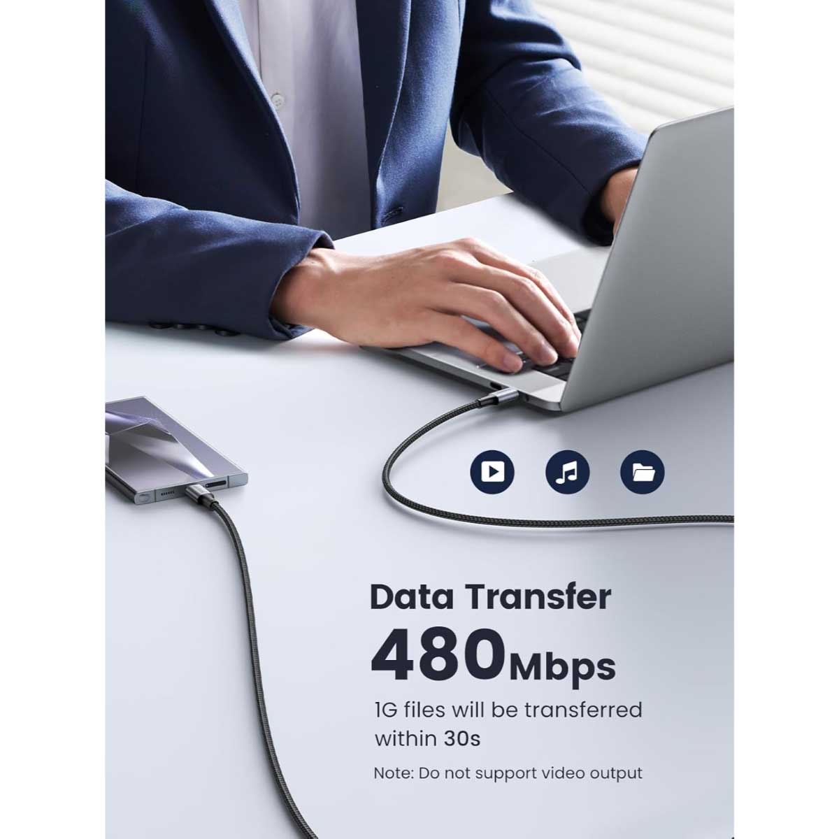 يوجرين كابل USB-C إلى USB-C بقدرة 100W