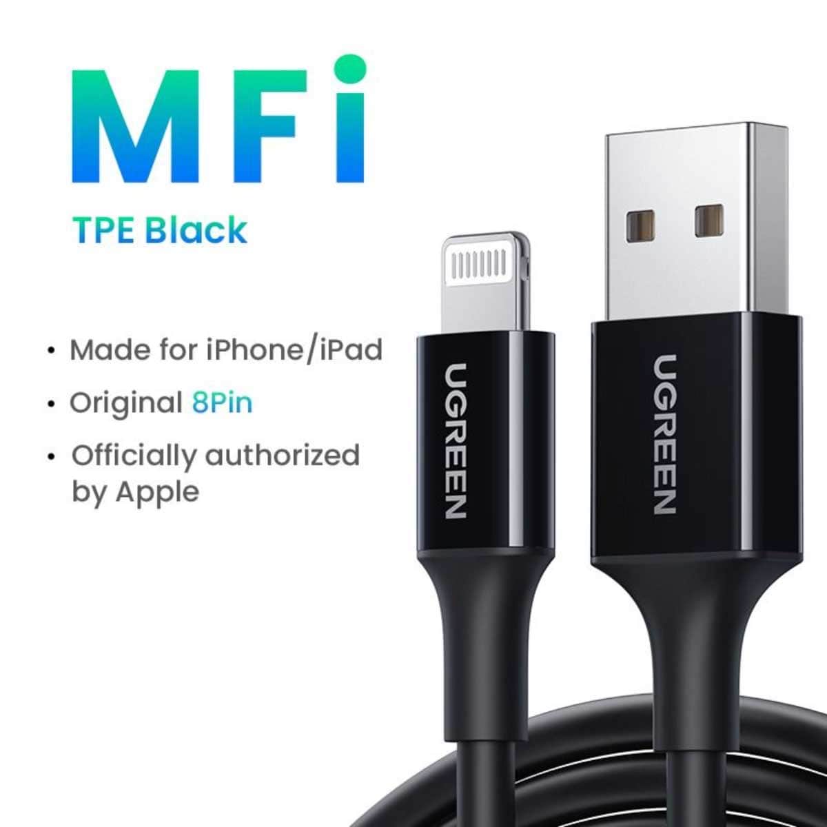 يوجرين US155 كابل USB-A إلى Lightning