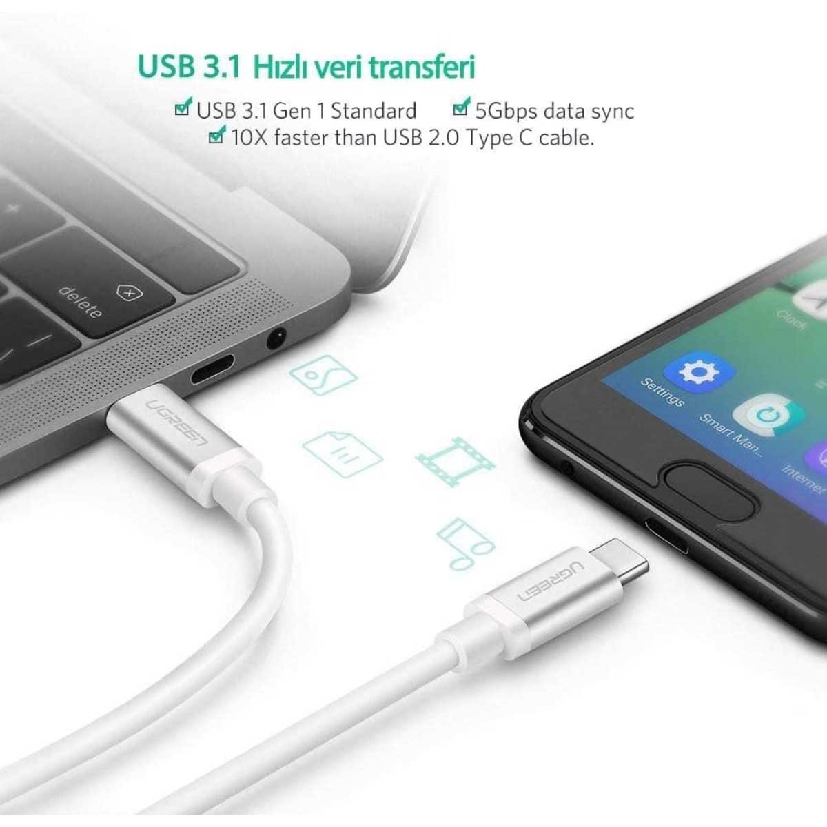 يوجرين US264 كابل USB-C إلى USB-C بقدرة 60W