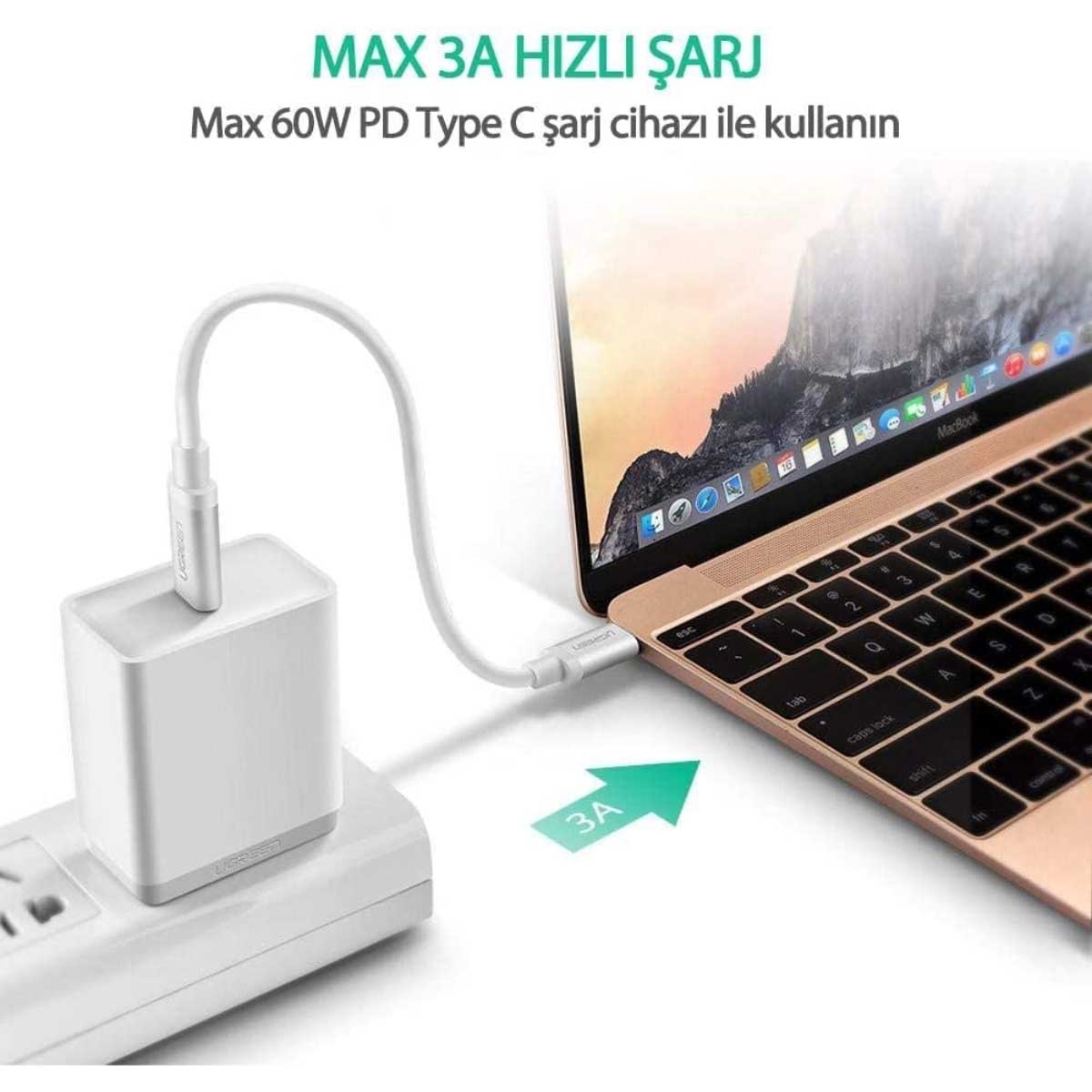 يوجرين US264 كابل USB-C إلى USB-C بقدرة 60W