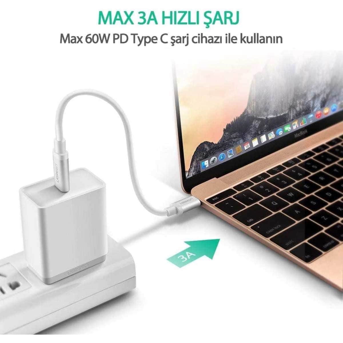 يوجرين US264 كابل USB-C إلى USB-C بقدرة 60W