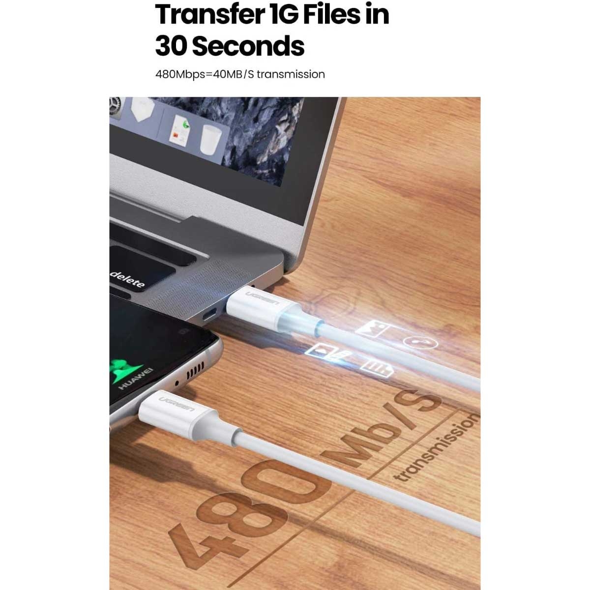 يوجرين US264 كابل USB-C إلى USB-C بقدرة 60W