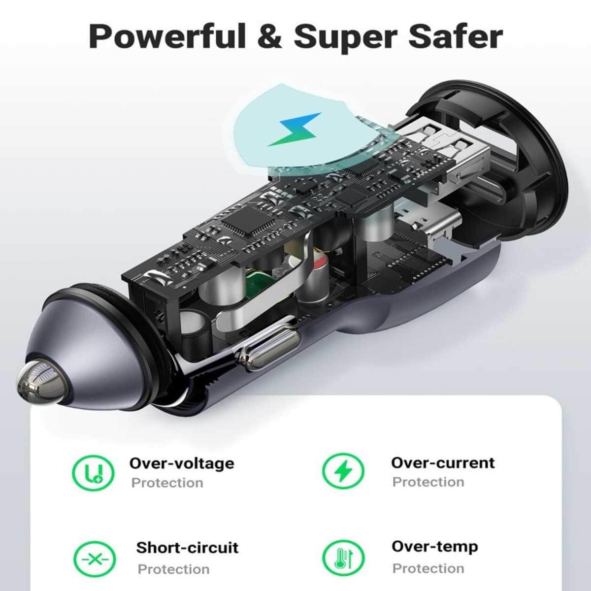 UGREEN 42.5W 2-Port USB-C/USB-A Car Charger