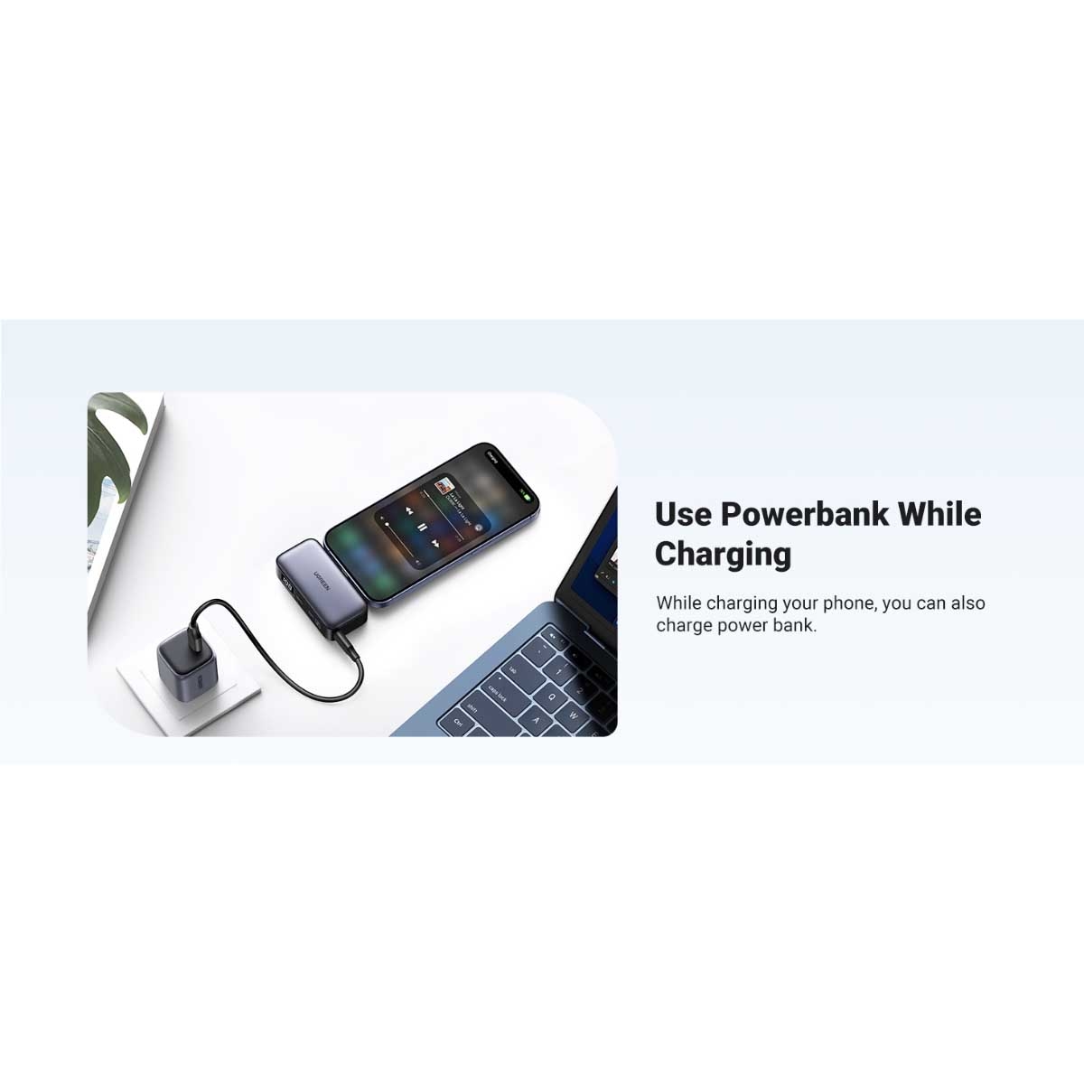 يوجرين باور بانك صغير 5000mAh بقدرة 22.5W مع موصل USB-C مدمج