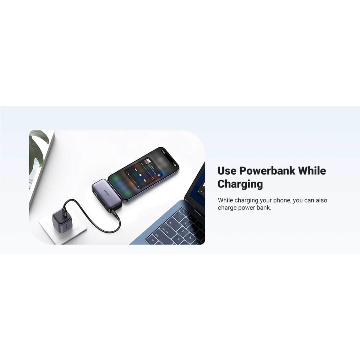 UGREEN 5000mAh 22.5W Built-In USB-C Mini Power Bank