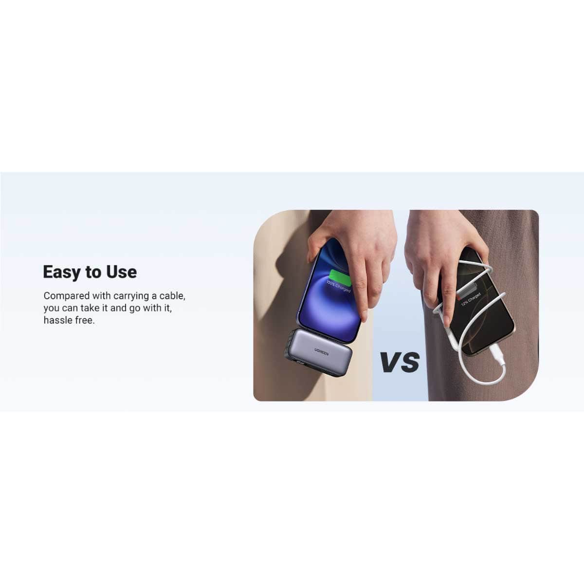 UGREEN 5000mAh 22.5W Built-In USB-C Mini Power Bank