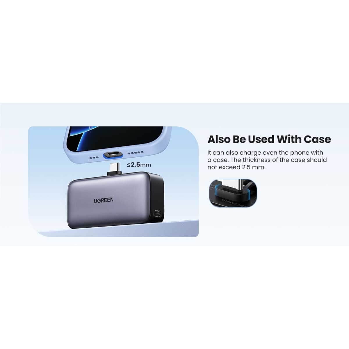 UGREEN 5000mAh 22.5W Built-In USB-C Mini Power Bank