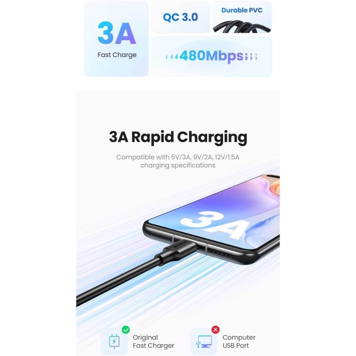 UGREEN US287 USB-A to USB-C Cable