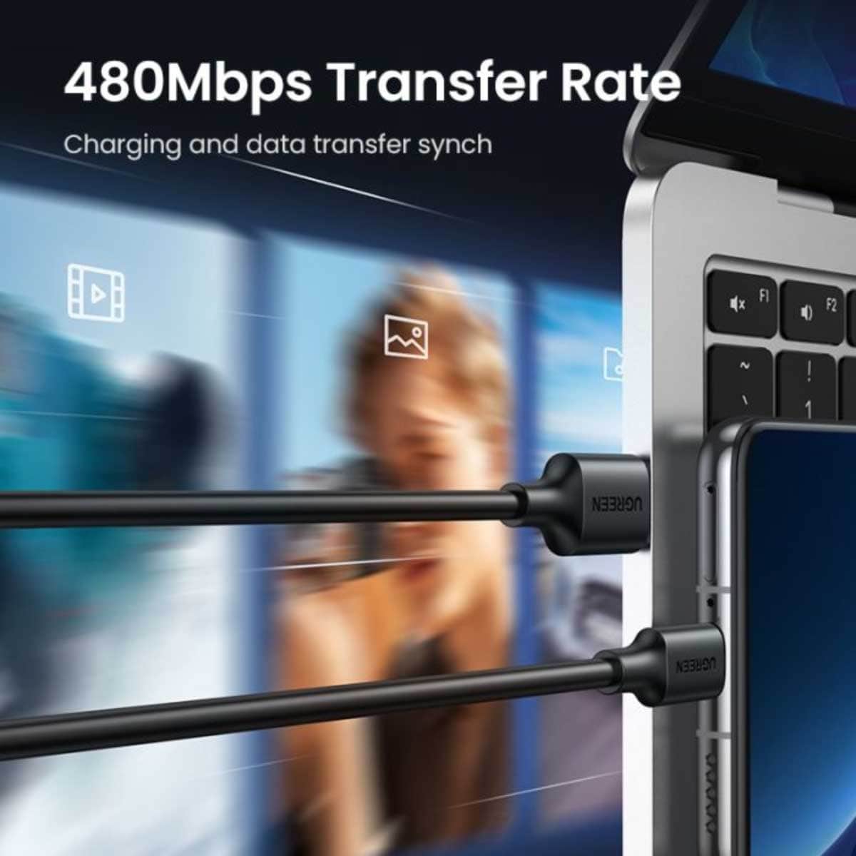 UGREEN Black 3m 3A USB-A to USB-C Cable